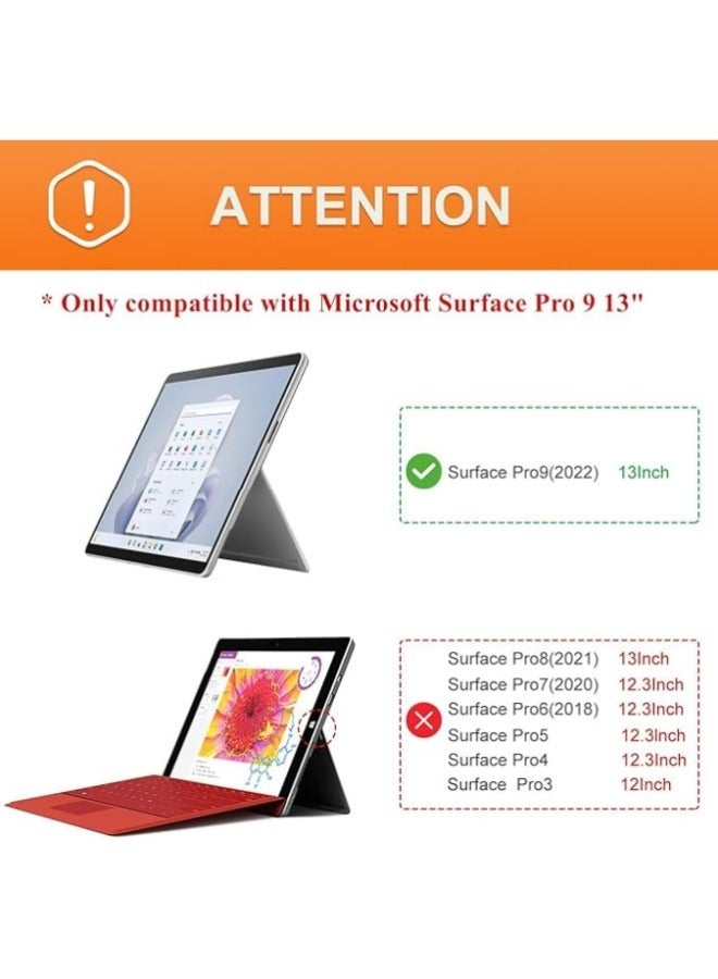 متوافق مع حافظة Surface Pro 9 مقاس 13 بوصة، وغطاء قابل للطي متعدد الزوايا مع حامل قلم - Image 2